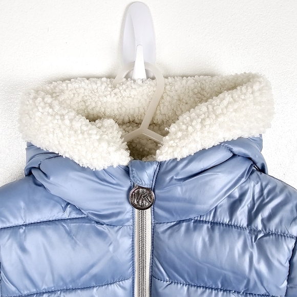 Michael Kors Chambray Blue Sherpa-Lined Puffer Coat NWT 2T - Picture 8 of 16